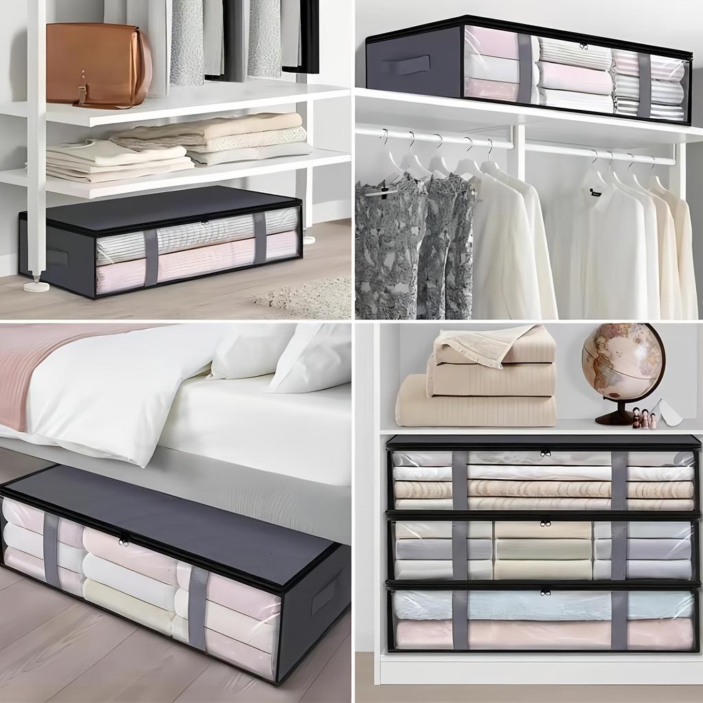 Премиальные сумки для хранения под кроватью - Очень большие складные пыленепроницаемые органайзеры с прозрачным окошком, для одежды, постельного белья и сезонных вещей