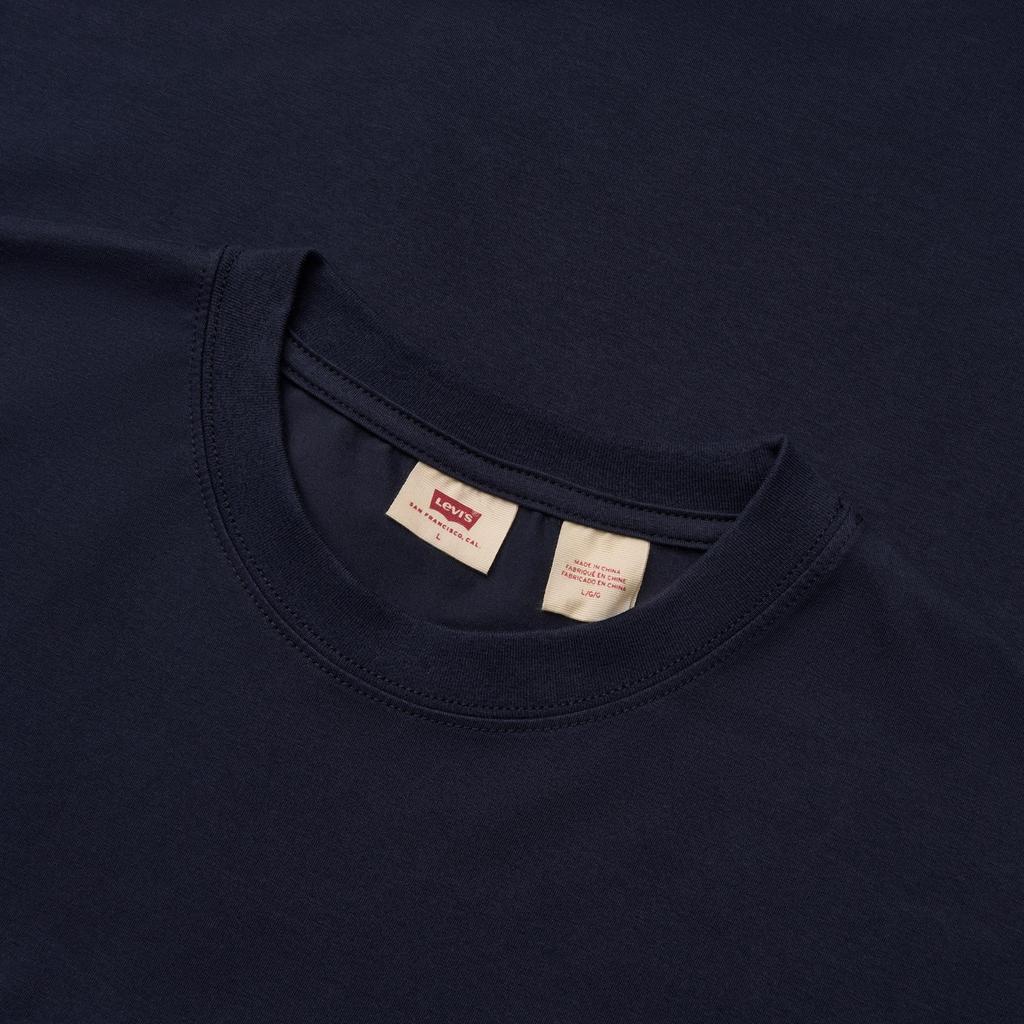 Levis SS24 Парижская лимитированная капсульная коллекция Футболка мужская с коротким рукавом, с круглым вырезом, свободного кроя, с принтом букв, темно-синяя 0023X-0000