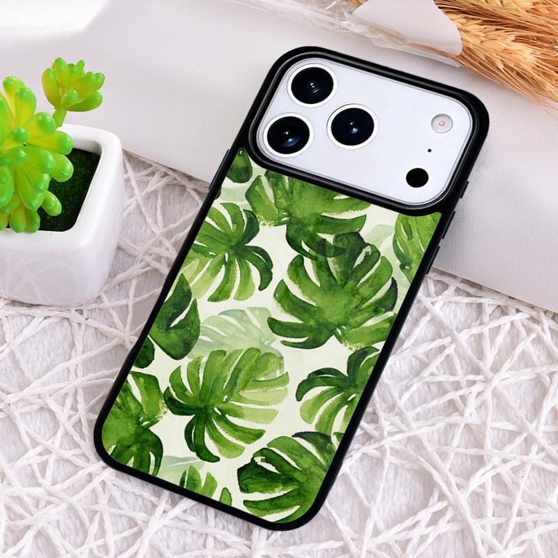 Листья Монстеры Тропический Лист Ударопрочный Чехол для Телефона для iPhone 17 Air 16e 15 11 12 14 13 Pro Max Чехол Coque