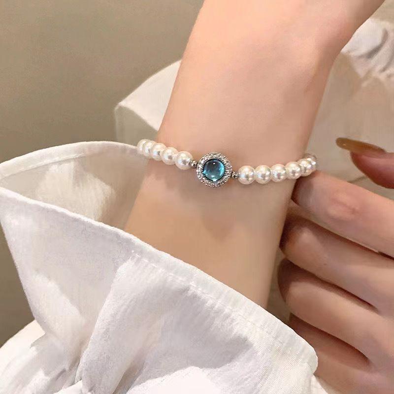 Aquamarine Imitation Pearl Bracelet Women'S Niche Versatile Bracelet Light Luxury High-End Accessories ·