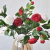 Многоцветная камелия искусственный цветок шелковый лепесток фото реквизит имитация цветка зеленые листья цветочная композиция свадебные принадлежности