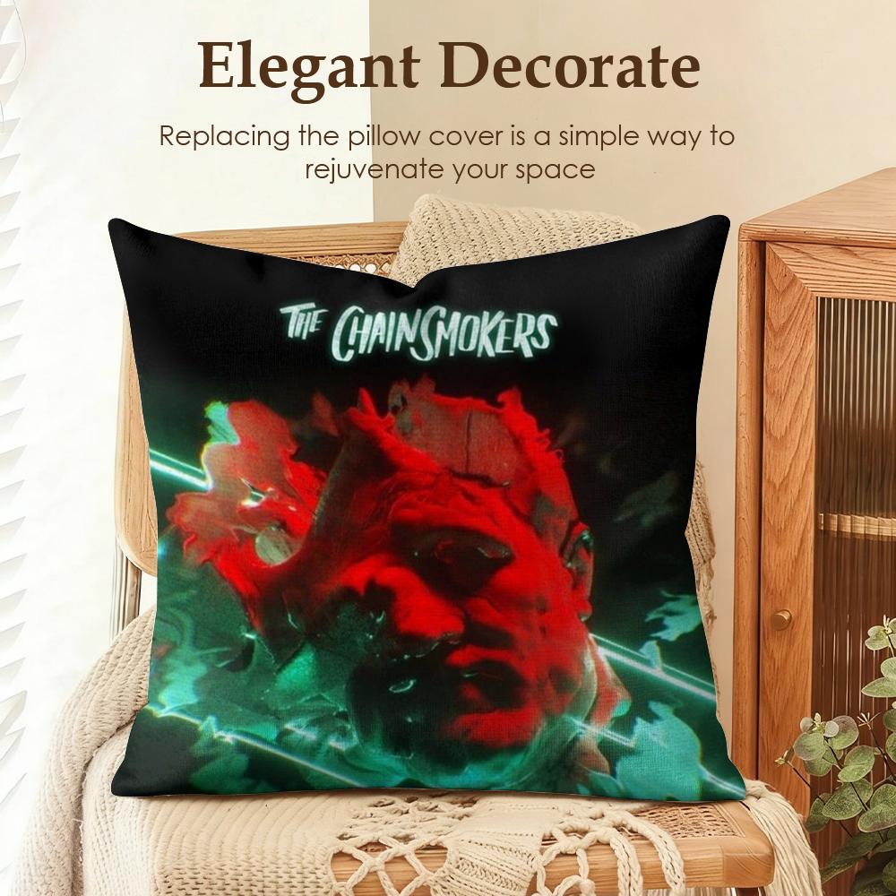 Cool CChainsmokers Cushion Cover Natural Linen Organic Fabric DoubleSided Printing Sofa Home Decor Gift Pillow Case