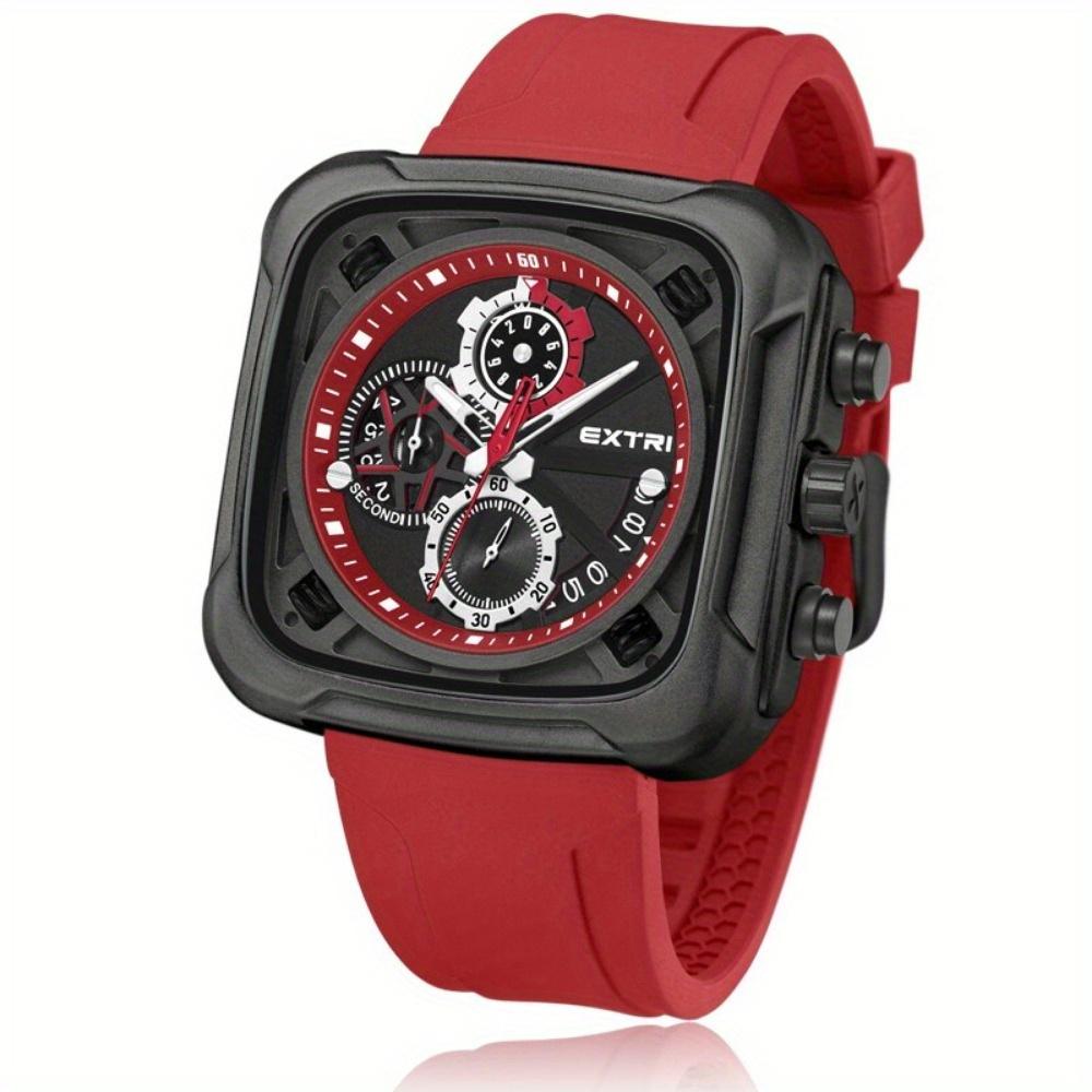 Роскошные модные мужские спортивные часы мужские квадратные силиконовые кварцевые наручные часы мужские деловые хронограф календарь водонепроницаемые часы