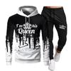 Women's Long Sleeves Women  Autumn And Winter Hoodie Suit King and Queen Print Hoodie Brand Pants Casual Jogging Suit Sports Wear Sweatshirt