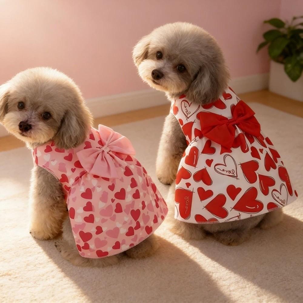 Heart Patten Medium/Small Pet Skirts Breathable Dog‘s Summer Dress For Puppy Poodle Chihuahua Etc