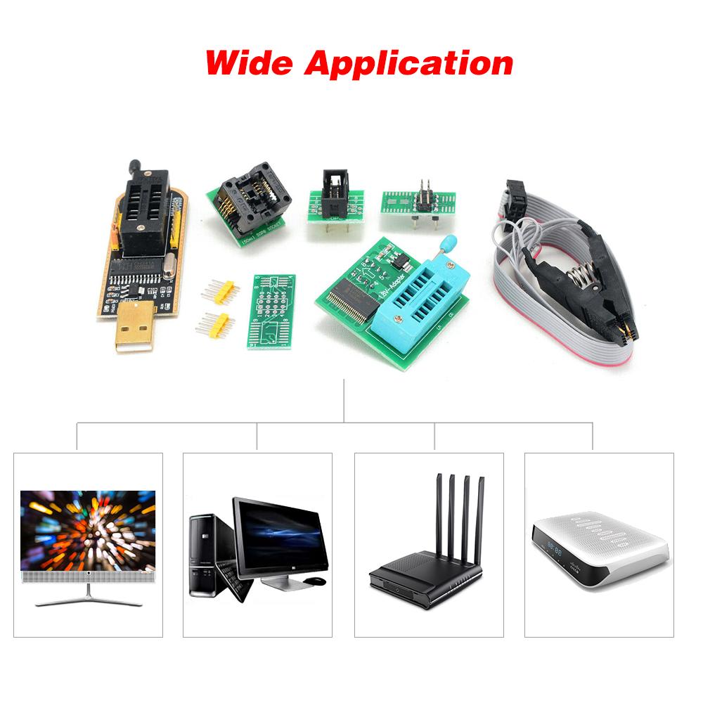 CH341A USB Programmer Kit with SOP8 Clip EEPROM Burner BIOS Flasher SPI Flash Programmer Kit with