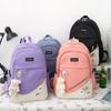 4 Pcs Sets Canvas Schoolbags Girls Women Backpackd Contrast Color Women Laptop Backpack Student Kids Rucksack Backpack