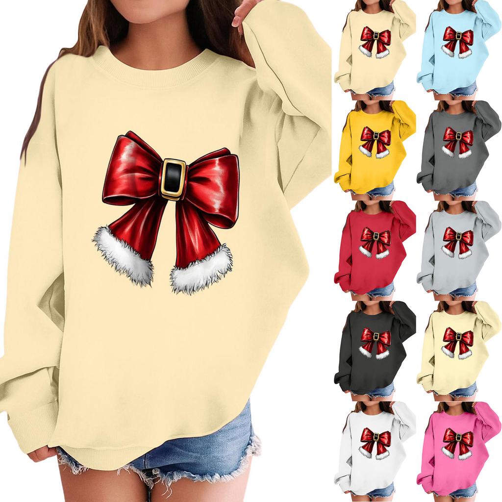 Children's Fashionable Casual Long-sleeved Loose Christmas Print Pullover Sweatshirt