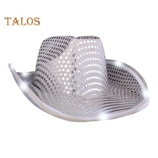 Ковбойская шляпа со светодиодной подсветкой в стиле ретро-вестерн, 5 доступных цветов, кепка с блестками от солнца, для рождественских вечеринок, ночных клубов, выступлений, фото-реквизита