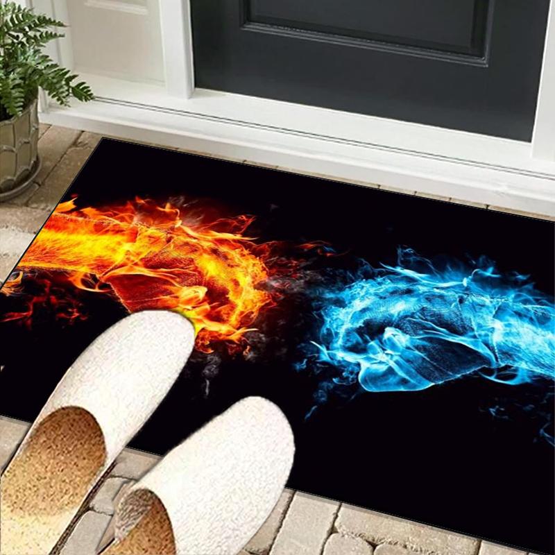 Flame Dance In Blue And Orange Office Rug Chair Mat, Entryway Carpet, Suitable for Front Door, Bedroom, Living Room, Desk, Holiday Gift