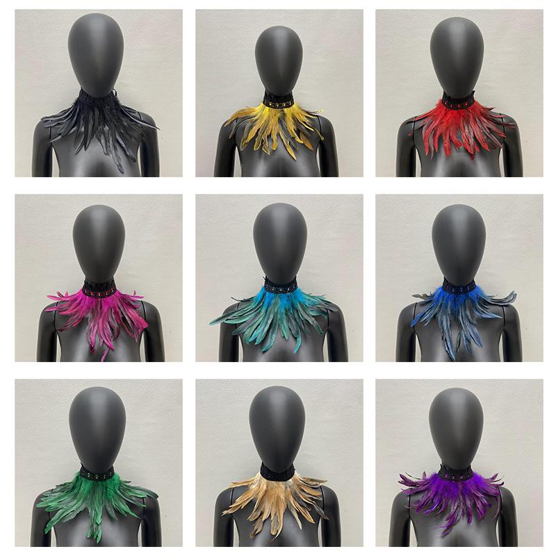 32 см Роскошный панк-перо чокер кружевное перо ожерелье готический перо шарф