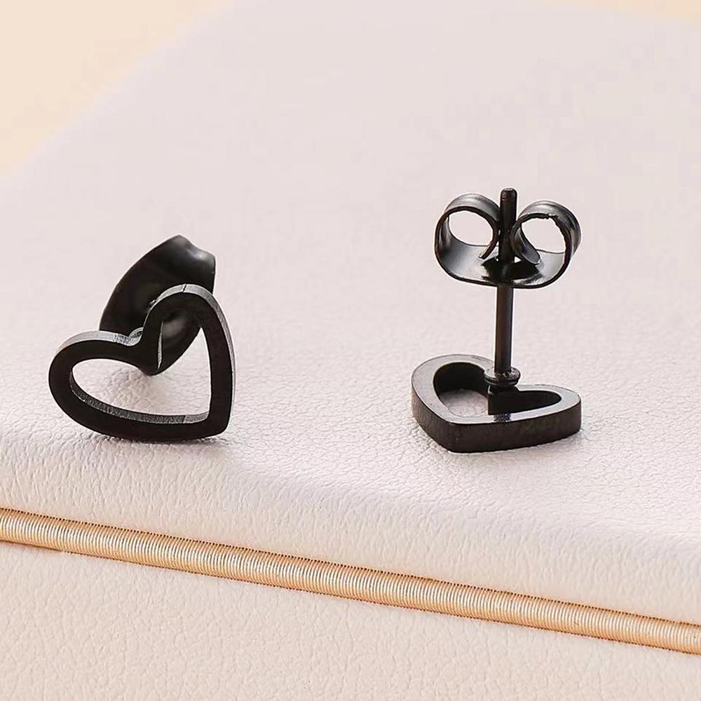 Stainless Steel Earrings Simple Fashion Black Plated Design Heart Hollow Earrings For Women Zircon Party Gifts Recommendation