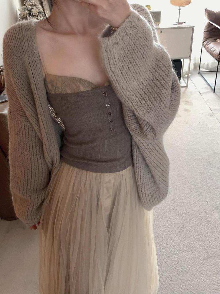 Корейский кардиган из мягкого трикотажа свободного кроя - Стиль ранней осени 2025 для женщин
