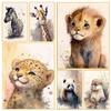 Watercolor Baby Animals Cute Warmth Prints Poster Canvas Painting Modern Wall Art Pictures Living Room Bedroom Home Decoration