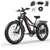 TIFGALOP Adult Electric Bike, 26-inch Mountain Bike, 750W Motor, 52V 19Ah Battery, 40-90km Range, Dual Suspension, Black
