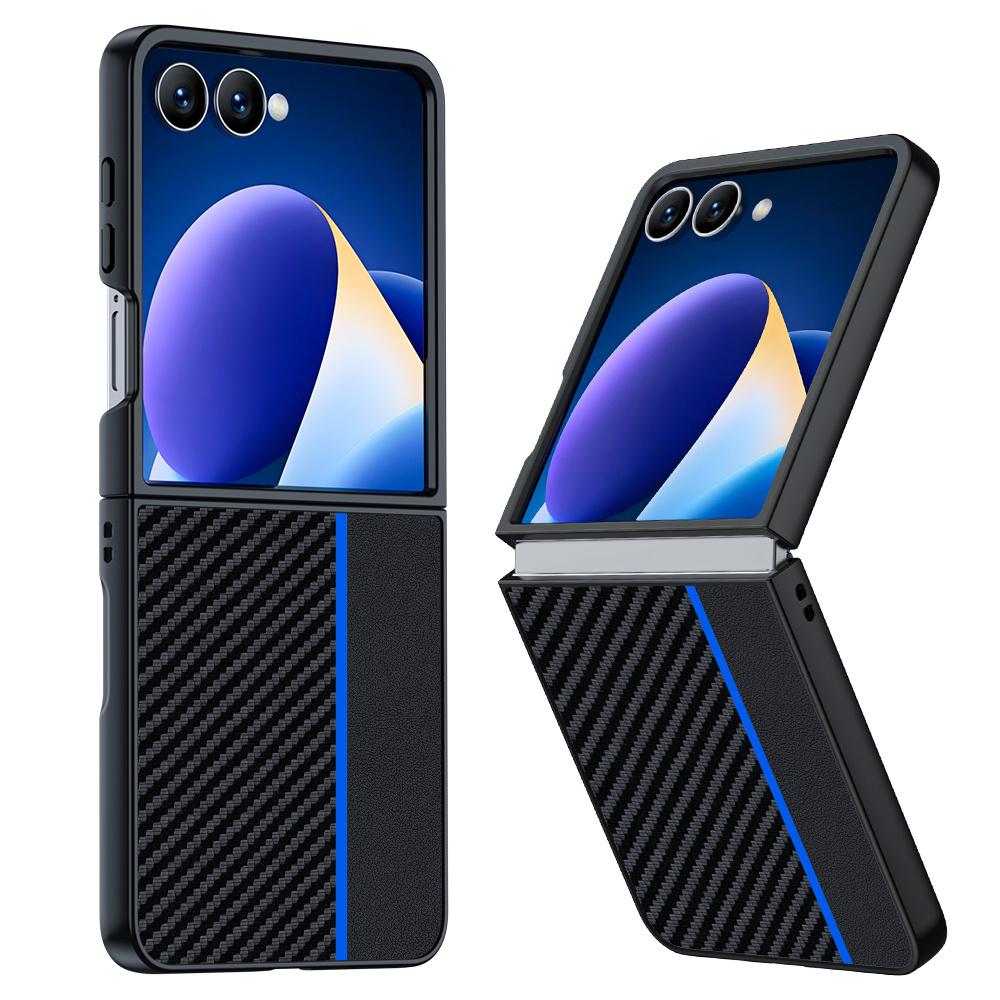 For Samsung Galaxy Z Flip7 5G Case Carbon Fiber Texture Leather + PC Anti-Drop Folding Phone Cover