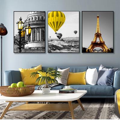 Black And White Landscape Nordic Canvas Painting Set Art Yellow Scenery Wall Picture For Living Room Decoration Poster And Print No Frame