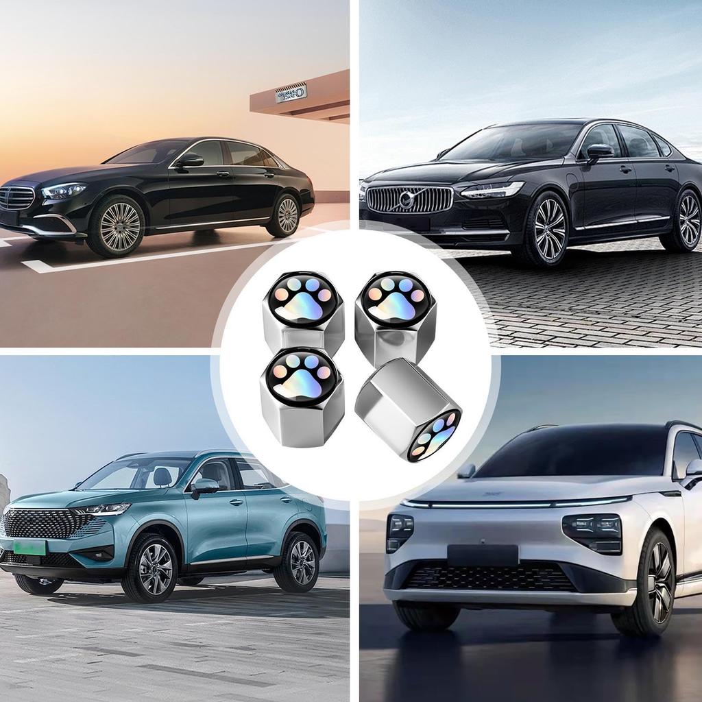 Tire Valve Cap, Colorful Footprint Tire Valve Cover Auto Tire Air Cap - Valve