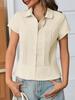 Женская рубашка 2026 Весна/Лето Ретро Приталенная Однотонная С воротником Короткий рукав
