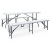 VidaXL Folding Garden Table with 2 Benches 180 Cm Steel and HDPE White