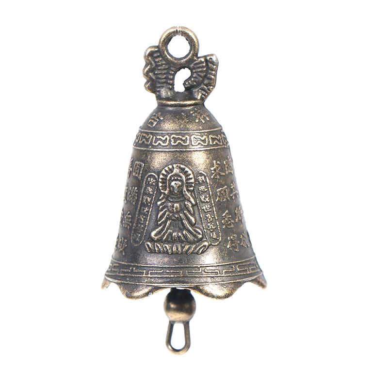 2 Pcs Antique Bell China'S Mini Brass Copper Sculpture Pray Guanyin Bell