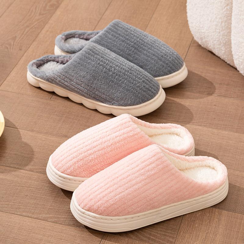 Cotton Slippers Autumn and Winter Outdoor Indoor Home Comfort Thick Sole Plush Warm Couple Shoes