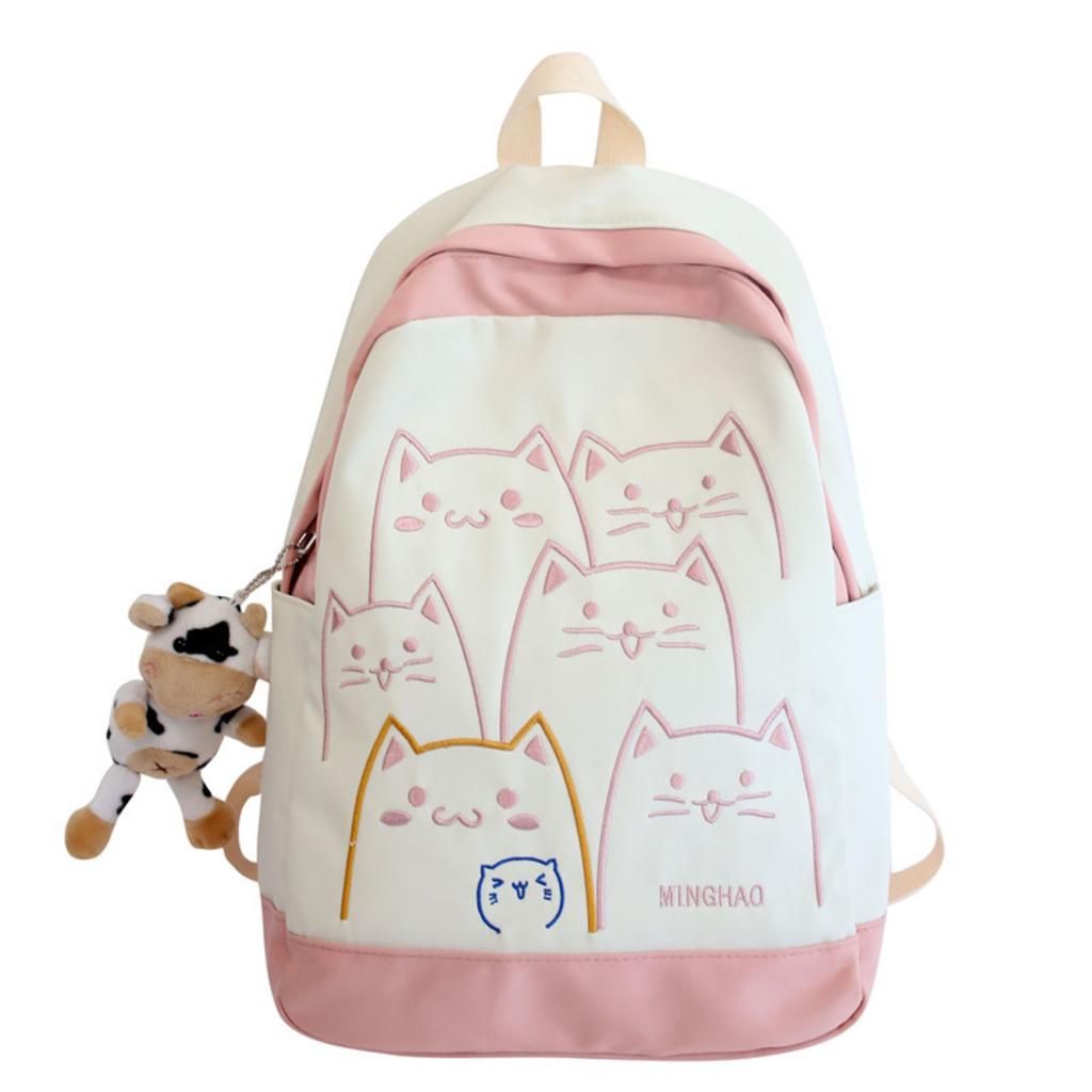 Милый рюкзак с персонализированной вышивкой, мультяшная школьная сумка, контрастный цветной рюкзак