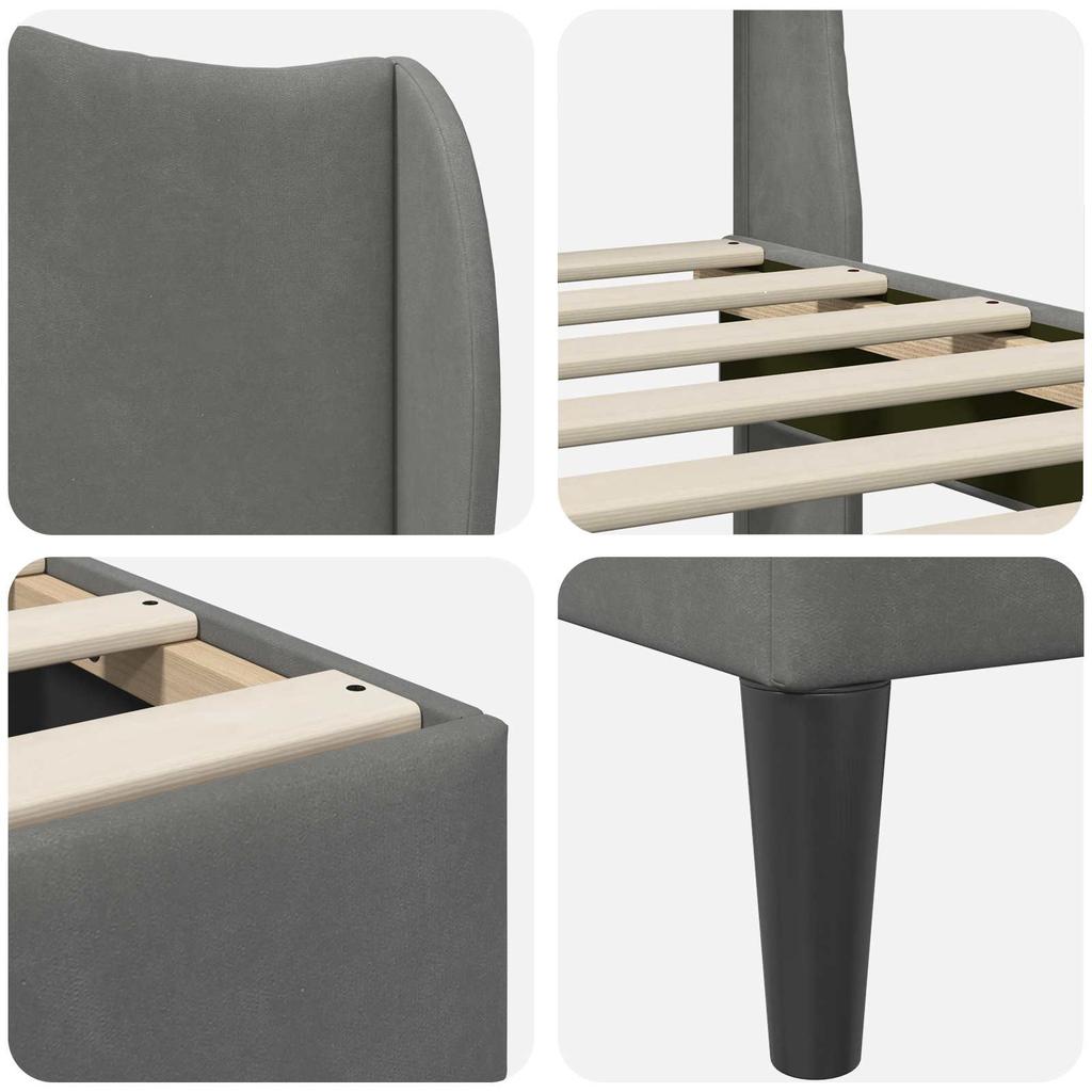Bed Frame with Headboard Dark Grey 120 x 190 cm Velvet