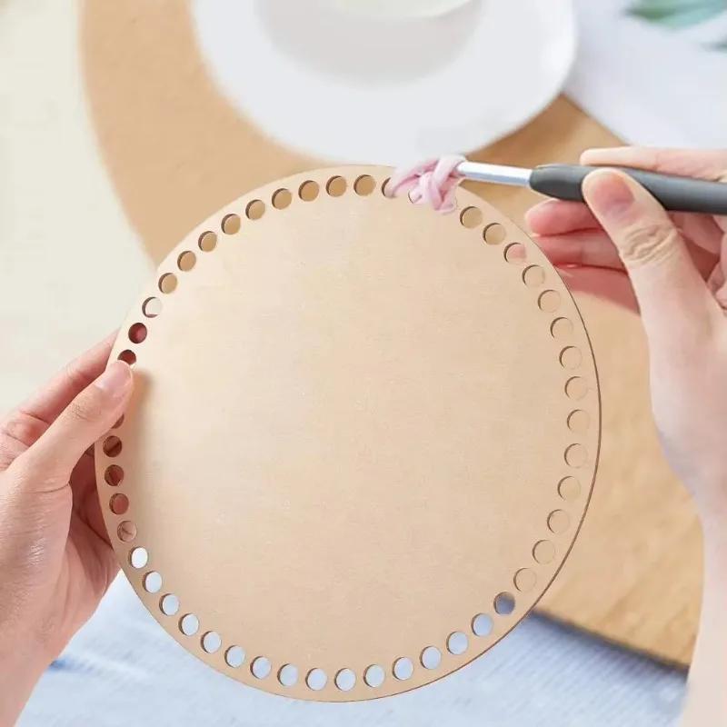 2026 Natural Wooden Basket Bottoms Hollow Crochet Wood Base for Bag Weaving Craft Supplies Making Tool