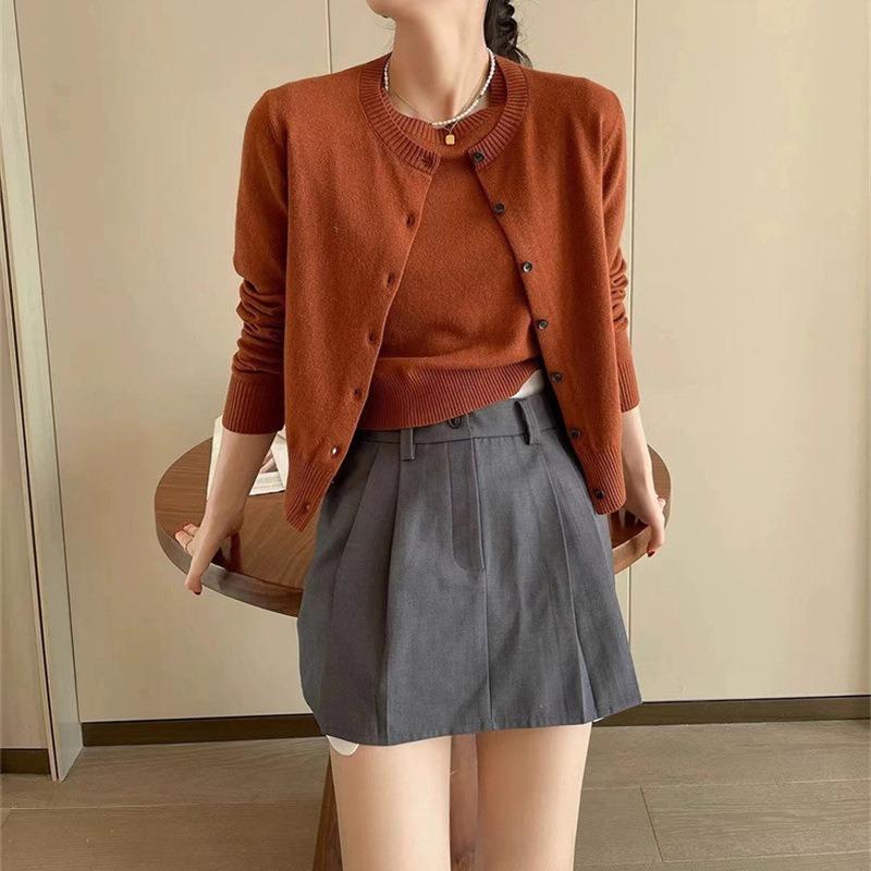 Ленивый ветер мягкий восковой серый вязаный свитер комплект женский осенний темперамент носить вязаный свитер кардиган комплект из двух предметов