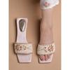 Shoetopia Women'S Block Flat Heel Sandal,5 Uk,Rose-Gold