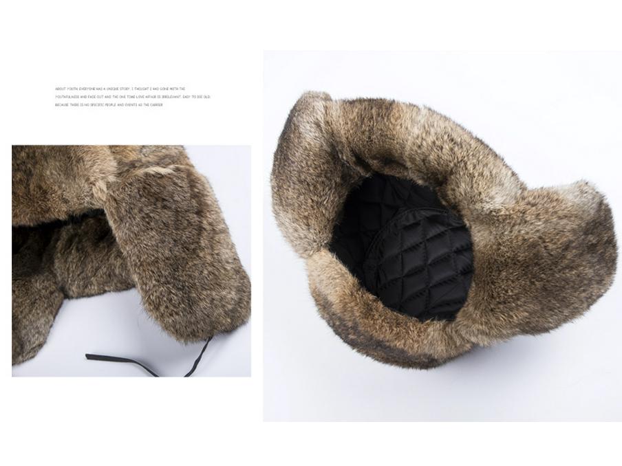 Мужская зимняя шапка-ушанка из искусственного кроличьего меха с защитой ушей - Теплая, утолщенная для пожилых людей и для использования на открытом воздухе