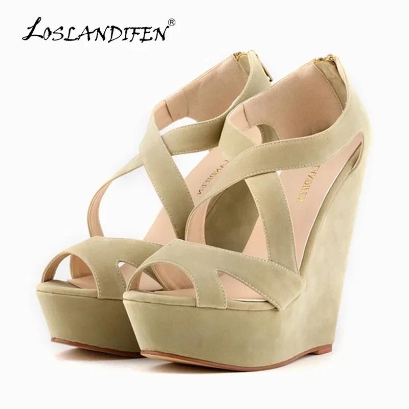 Женские босоножки Летняя мода Сексуальные туфли на высоком каблуке Тренд Комфорт Открытый носок Платформа танкетка Каблук Джаз Танцевальная женская обувь Большие размеры