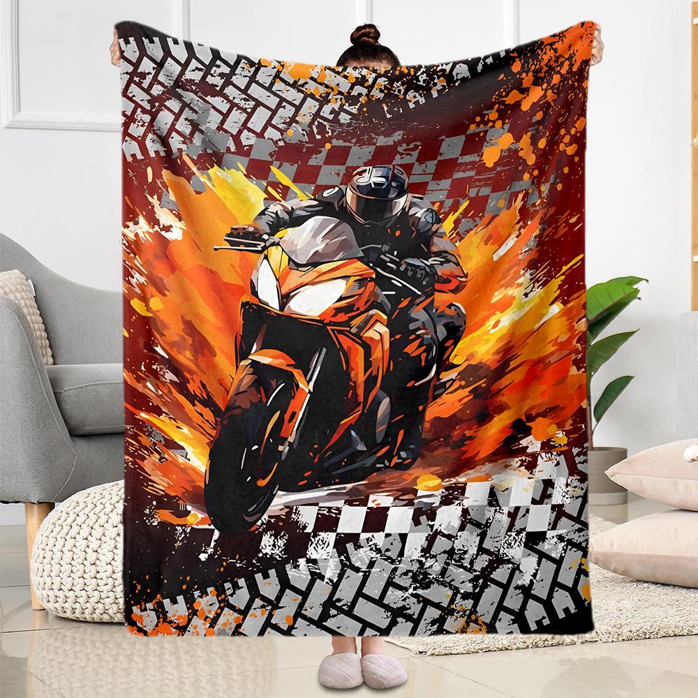 Motocross Adventure Sport Flannel Blanket - Soft and Suitable for Sofas, Beds, Offices, Travel, All Seasons, and The Best Gift for The Holidays.