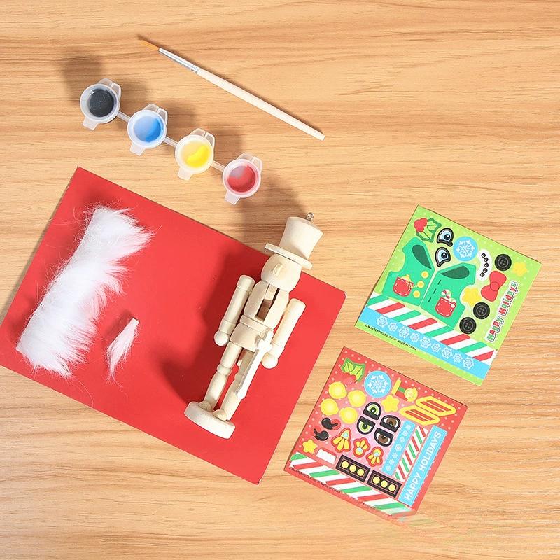 6 шт./набор Деревянный Щелкунчик Сделай сам Куклы Кукла Игрушка Рождественский Подвесной Орнамент Праздничные Фигурки Подарок