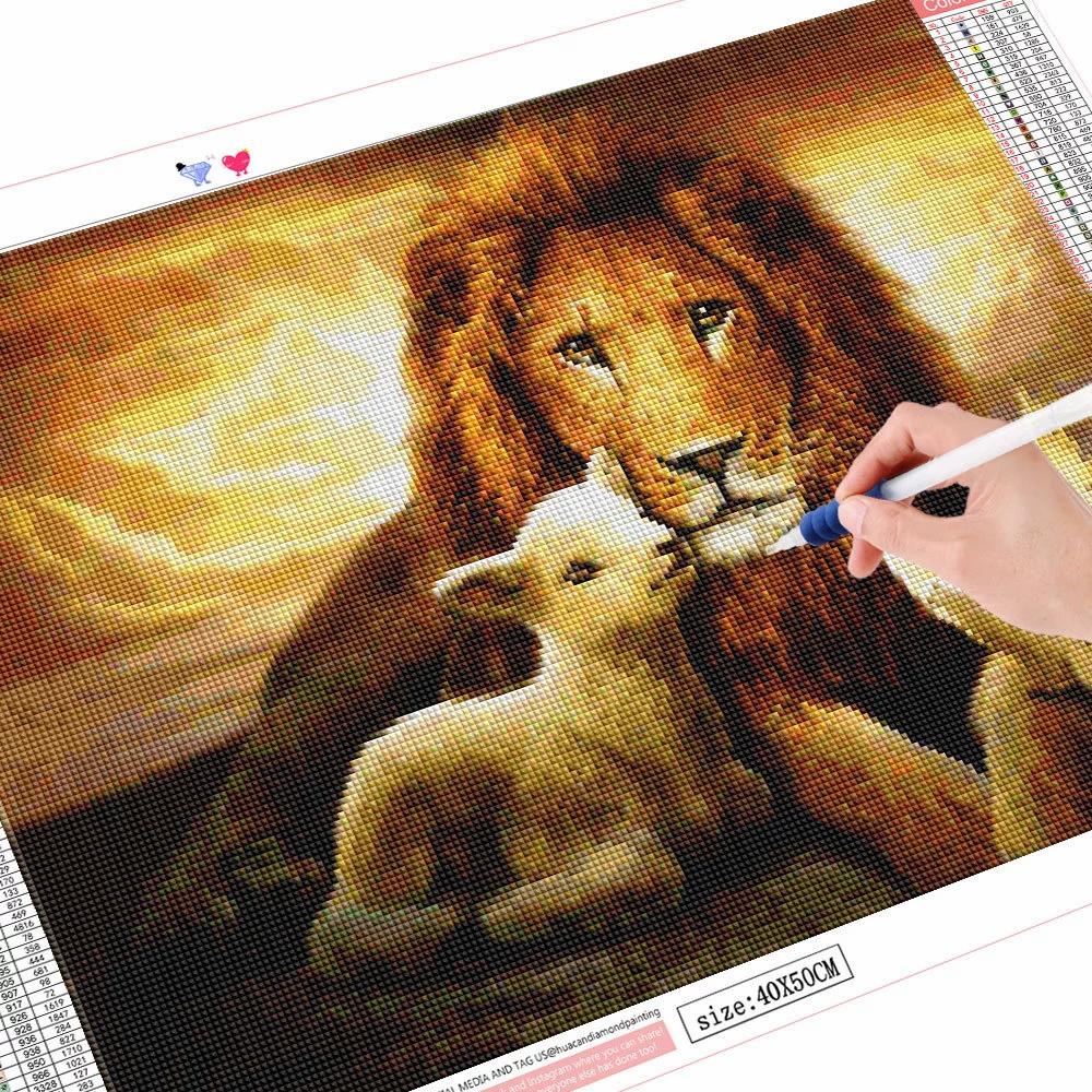 5D DIY Алмазная картина Животные Овцы Стразы Полный квадратный/круглый Алмазная вышивка Лев Мозаика Подарок ручной работы