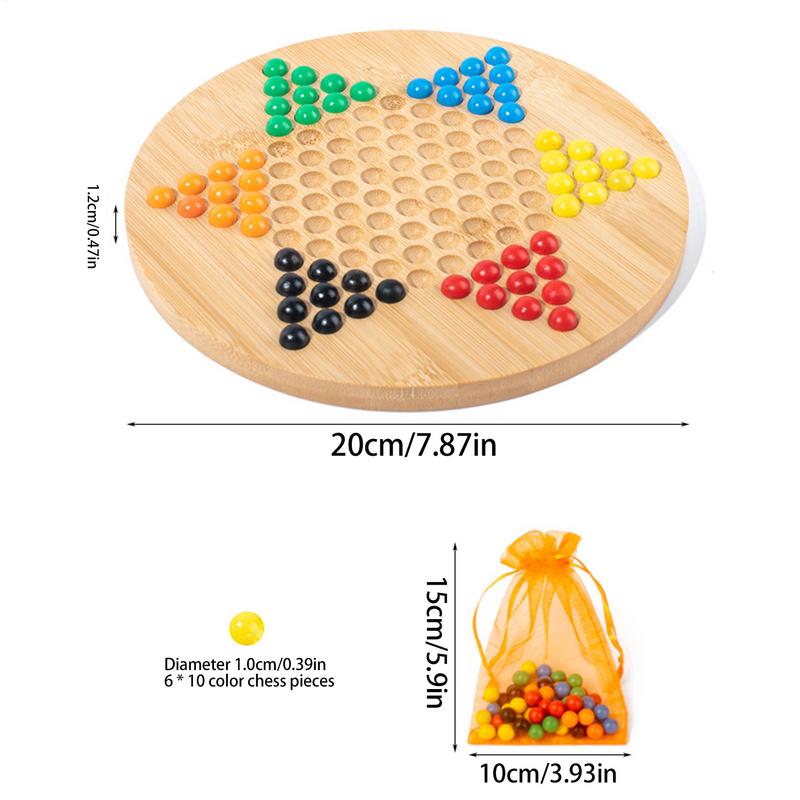 Chinese Checkers Game Set Wood Beads Chinese Checkers Plate Strategy Puzzle Family Board Game For Boys Girls Friends