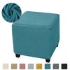 1PC Polar Fleece Ottoman Cover Stretch Stool Cover Square Footstool Cover All-inclusive Elastic Footrest Slipcover Living Room