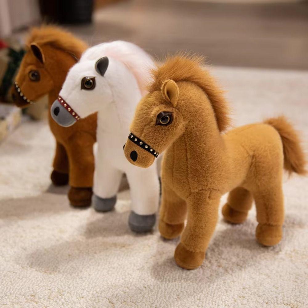 Simulation Pony Plush Toys Long Mane Cartoon Horse Stuffed Toy Room Decoration