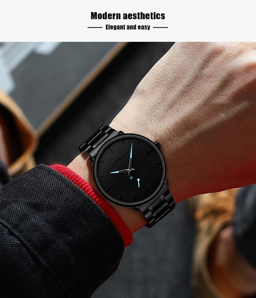 CRRJU 2150 Men's Ultra-thin Waterproof Steel Band Watch