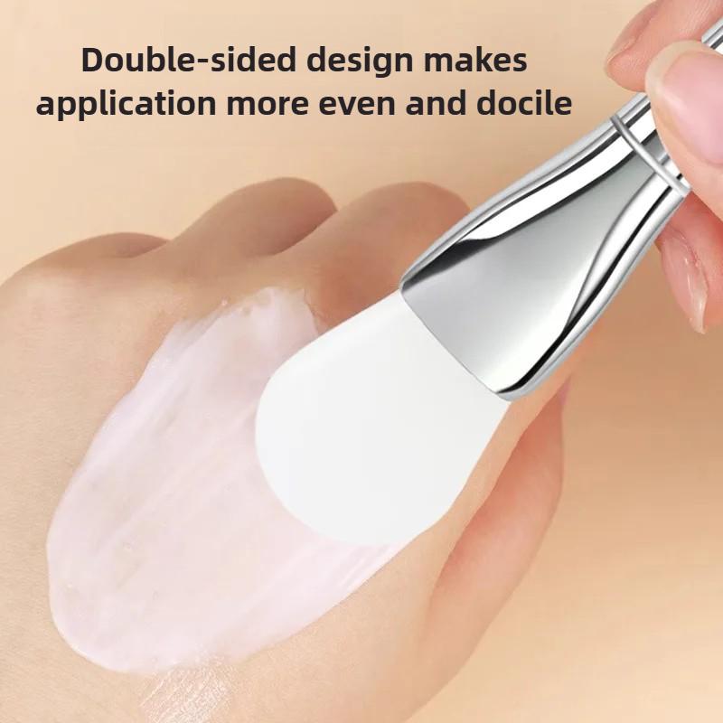 Новая силиконовая кисть для маски для лица с мягкой головкой и встроенным скребком, двухсторонний инструмент для нанесения масок-плёнок, инструмент для регулировки DIY-плёнки, красота
