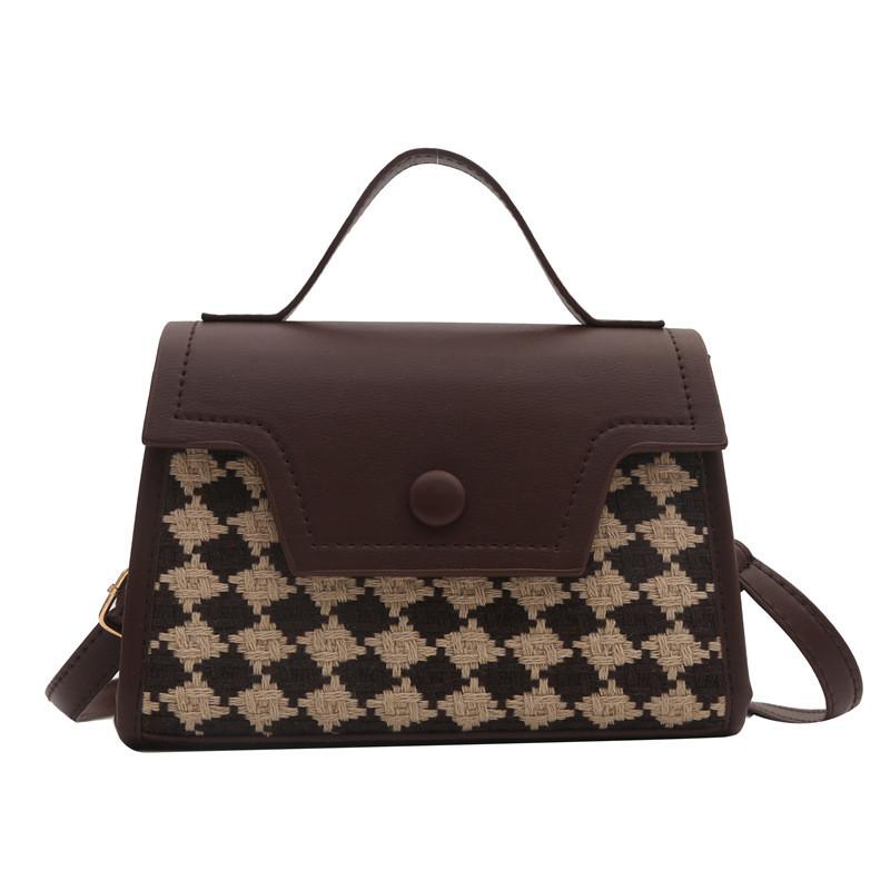 Fashion Plaid Colorblock Retro Crossbody Bag With Unique Material For Casual Daily Use