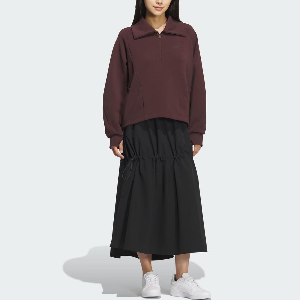 Adidas Soft Lux Loose Fit Sports Pullover Solid Color Long Sleeve Sweatshirt Women Sweatshirt KF2546