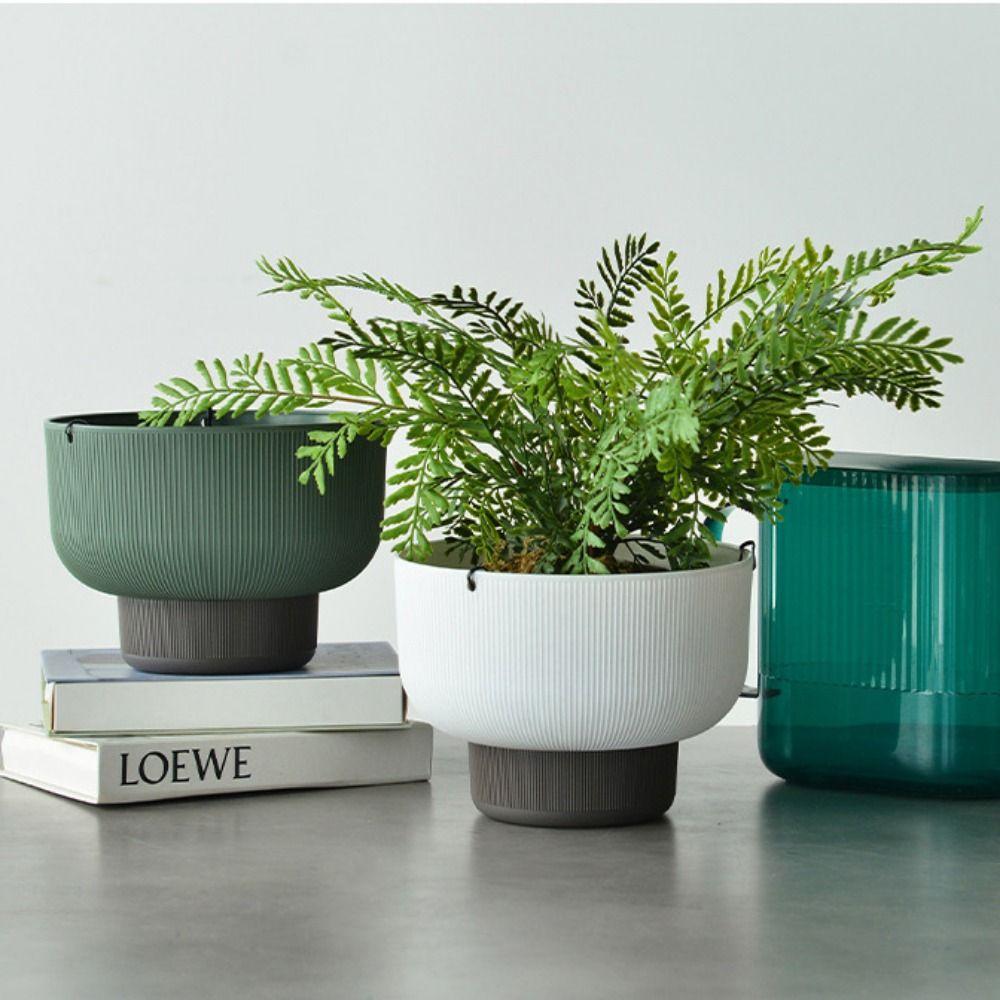Self Watering Hanging Flower Pots White Green Grey Plant Flowerpot Planter Indoor Plants