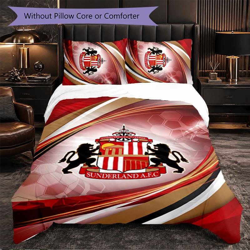 Футбольный набор постельного белья Sunderland из 3 предметов Мягкий комплект с пододеяльником и наволочками Напечатанный набор для декора спальни для дома