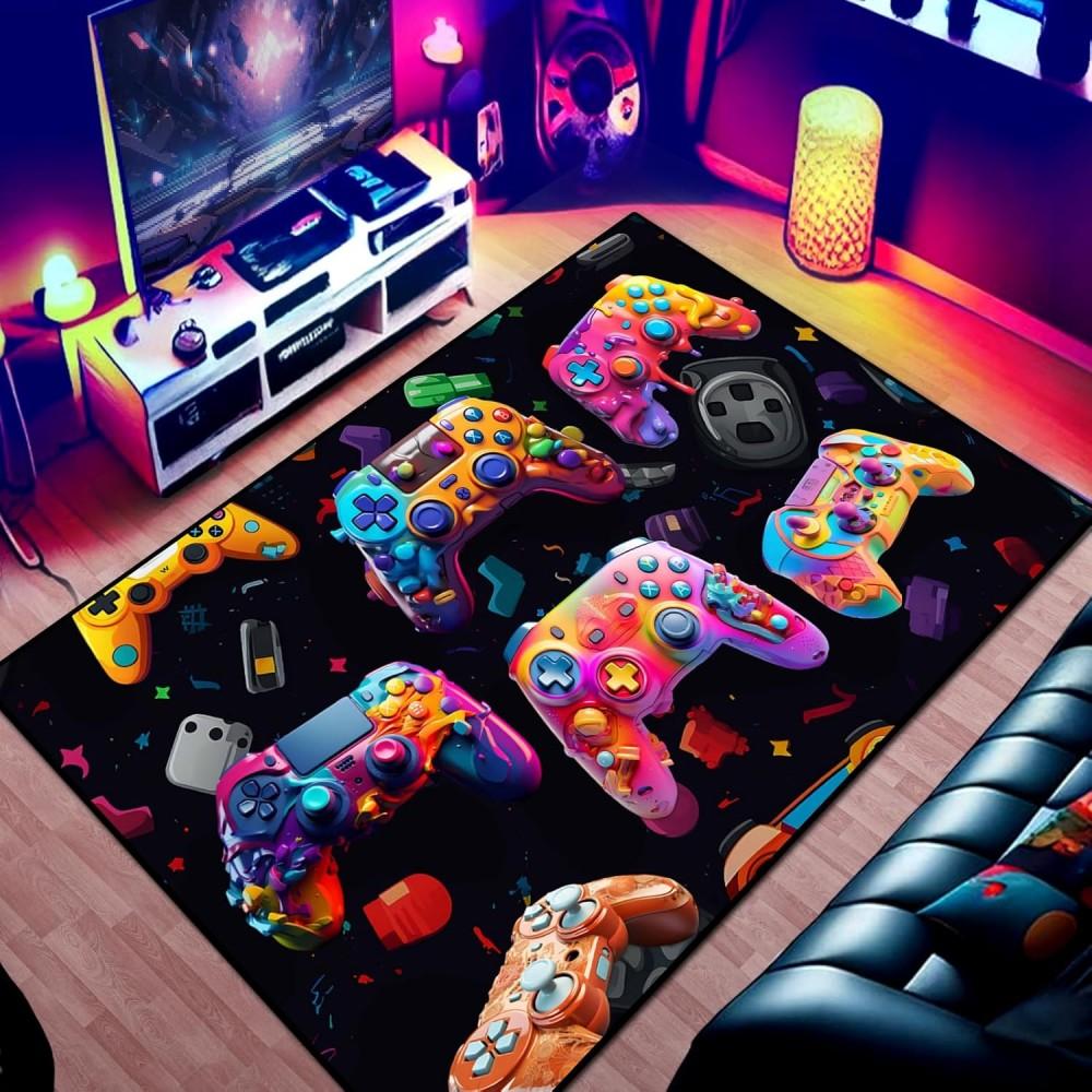 Коврик для игровой зоны для подростков, ковер для мальчиков, 3D-прозрачный геймпад, игровой контроллер для игровой комнаты, спальни для мальчиков и девочек, игровой комнаты, напольный коврик