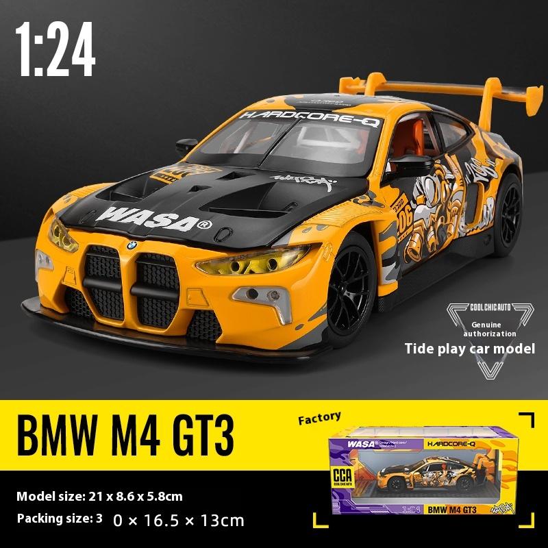 Масштаб 1/24 BMW M4 GT3 Серия WASA Литой металлический автомобиль из сплава Модель автомобиля DIY Дизайн Коллекция Декорация Бутик Модные подарки для мальчиков
