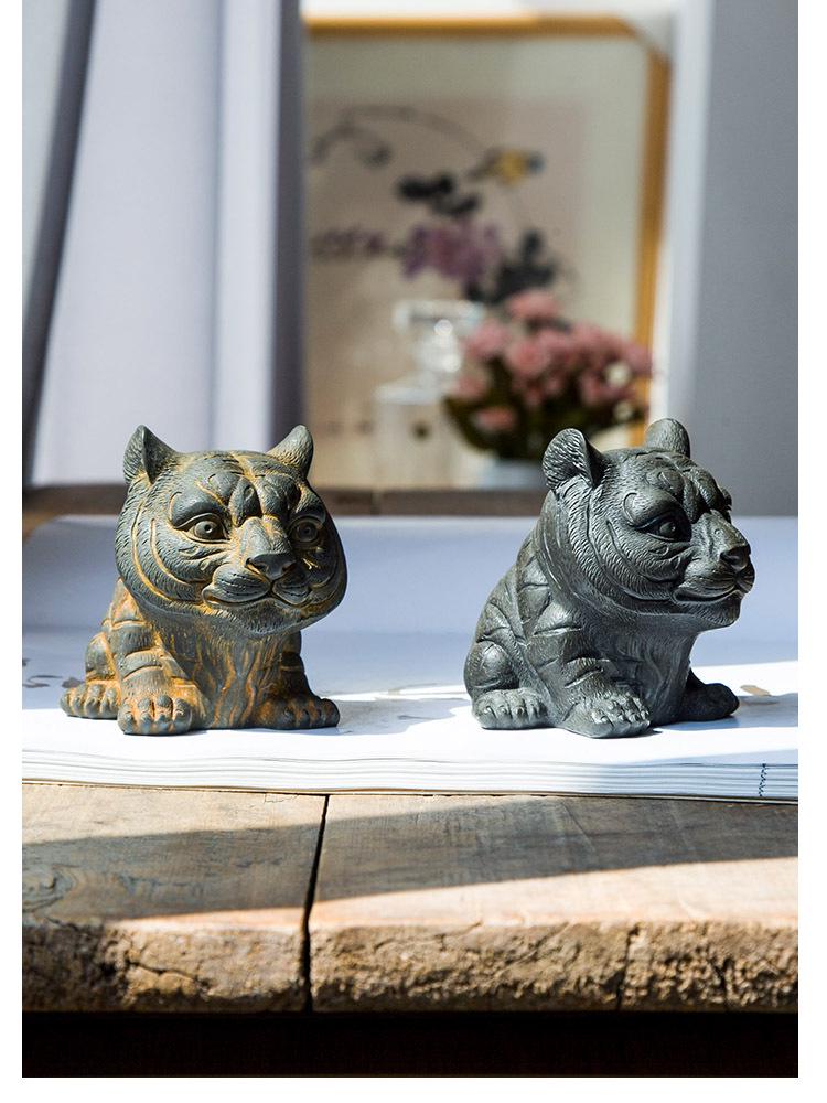 Handmade Antique-Style Chinese Zodiac Tiger Ornament for Home or Office Decor