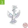 S925 Silver Peace Dove Bracelet Pendant, Temperament Personalized Diy Jewelry Bead Accessories Bsc295