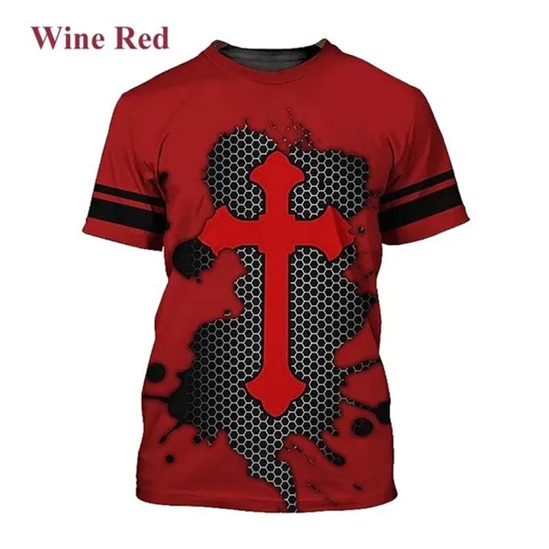 Summer Round Neck 3D Jesus Pattern Print Top Fashionable Casual Short Sleeved Men's T-shirts